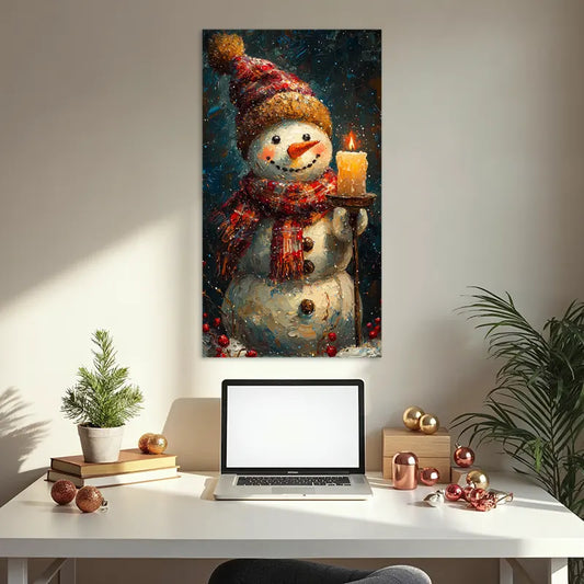 Cuadro de Navidad: Muñeco de Nieve Festivo 70x40cm