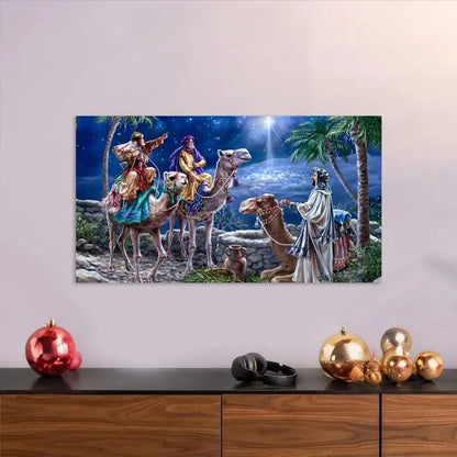 Cuadro de navidad Viaje de Fe: Reyes Magos y la Estrella de Belén 12 - 70 x 40 Cm - Cuadros Colombia