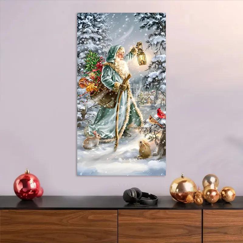 Cuadro de navidad Papá Noel: Caminante en la Nieve 5 - 70 x 40 Cm - Cuadros Colombia