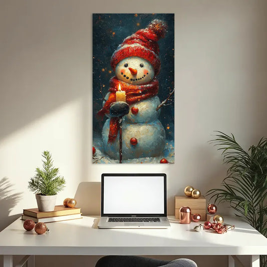 Cuadro de Navidad: Muñeco de Nieve Luminoso 70x40cm